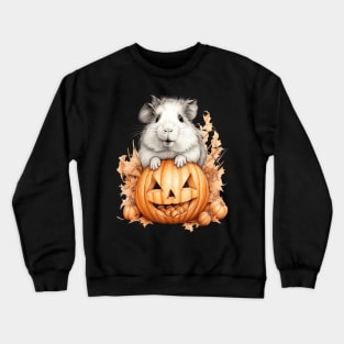 Cute Halloween Guinea Pig With Pumpkin Funny Halloween Gifts For Guinea Pigs Lover Crewneck Sweatshirt